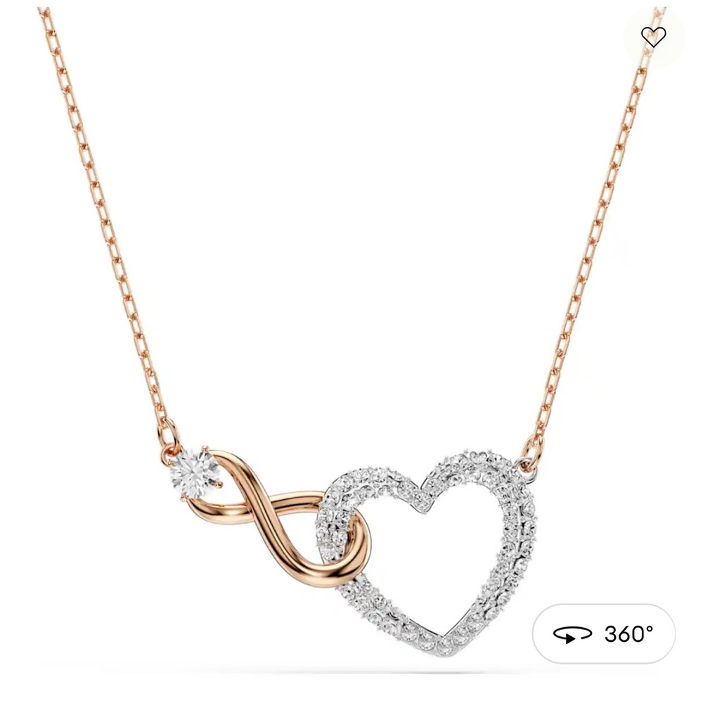 Brand New Swarovski Rose Gold and Silver Heart Necklace Brand New